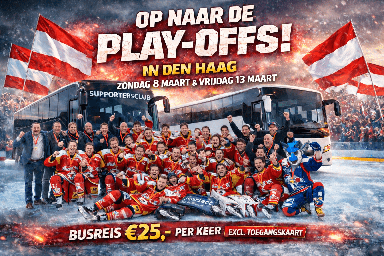 Bus naar Play-offs in Den Haag zondag 8 maart